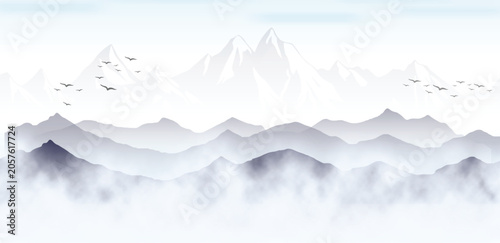 Canvas Print winter landscape with mountains