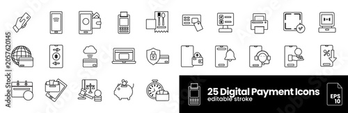 Foto 25 Digital Payment Icons Set – Mobile Payment, E-Wallet, Online Transaction, Con