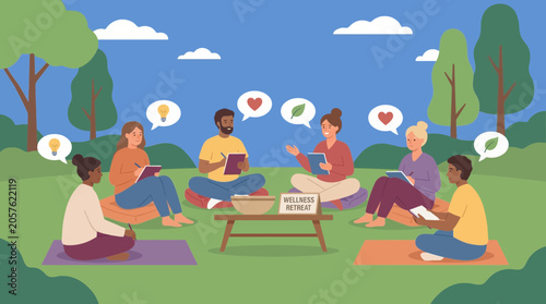 Slika na platnu Group Journaling Reflection Session at Corporate Wellness Retreat