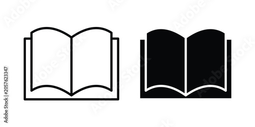 Foto Book open icon design pack in black colour. icon drawings