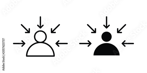 Foto Centric consumer icon design pack in black colour. icon drawings