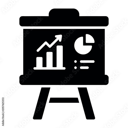 Cuadro en lienzo Business presentation board icon with growth charts