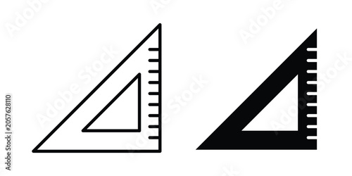 Foto Triangle ruler icon design pack in black colour. icon drawings