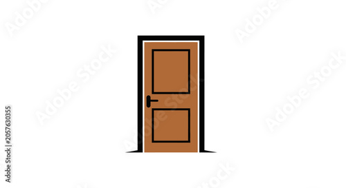 Brown wooden door with black handle.