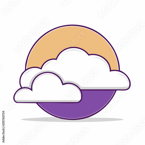 Stylized Icon of Clouds and Sun