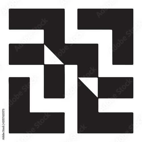 Abstract geometric square icon featuring minimalist interlocking shapes and lines for modern corporate logo design elements