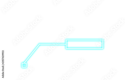 Cyan Blue Glowing Neon HUD Callout Text Box Element Isolated on Transparent Background