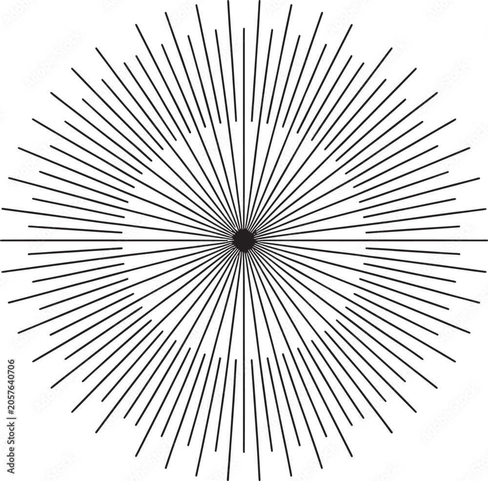 Naklejka premium Abstract radial burst pattern black and white geometric sunburst