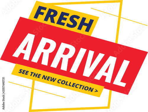 New arrival tag collection vector illustration featuring promotional retail labels sale badges product launch stickers shopping marketing elements and e commerce branding