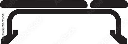 Quadro su tela Gym Workout Bench Silhouette: Solid Black Vector Illustration of Weight Bench for Fitness and Bodybuilding