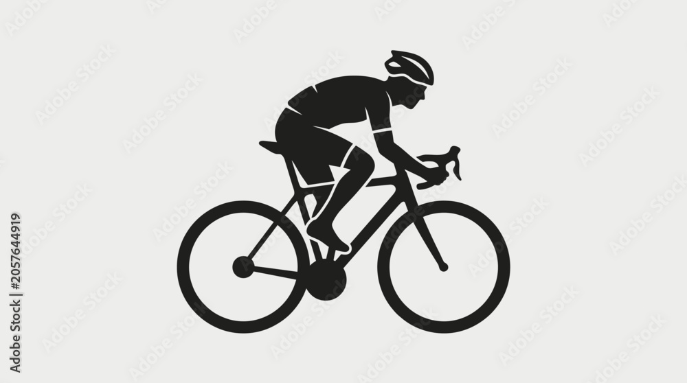 Obraz premium Cyclist Silhouette Riding Bicycle, Sport, Fitness Icon