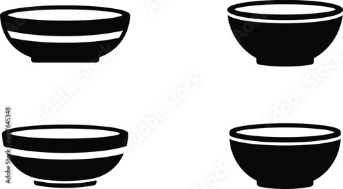 Fotografie Silhouette illustration of diverse bowl designs with varying shapes, rim thickne