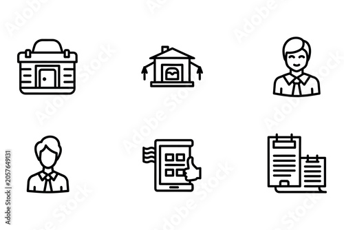 Obraz na plátně Government and civic duty icons buildings people and public services representat