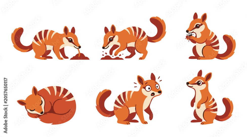 Fototapeta premium Cartoon Fox Various Emotions.