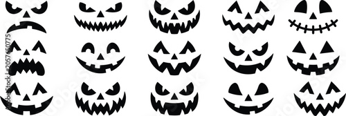 Halloween day decorations 12 spooky black pumpkin faces for jack o' lanterns and party decor