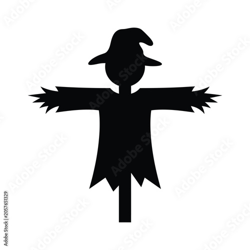 Halloween scarecrow silhouette vector illustration isolated on a white background.