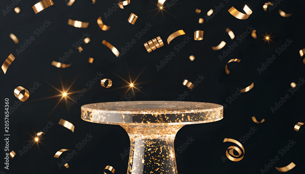 Fototapeta premium Shiny Gold Confetti Party Celebration Background With Glitter And Sparkles