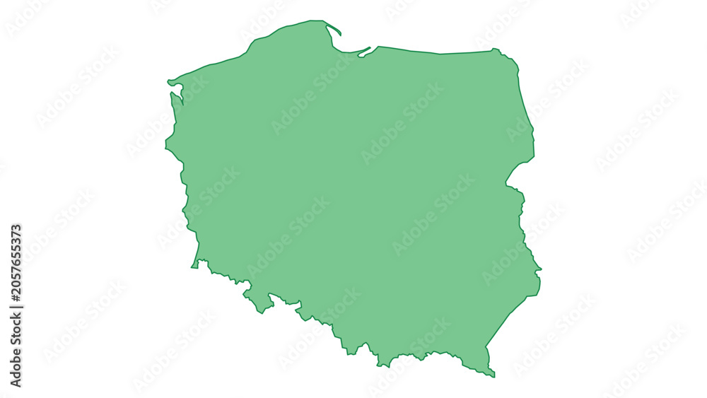 Fototapeta premium Poland outline green 