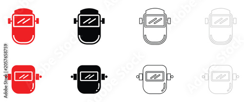 Картината върху платно Welding mask icon vector, welding helmet welder mask symbol vector, silhouette a