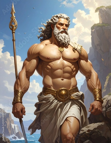 Muscular man with trident