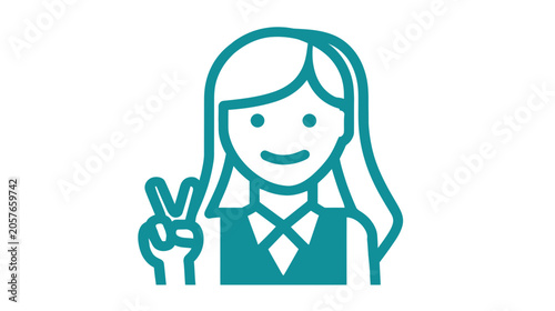 Fotografie Woman Making Peace Sign Vector Icon