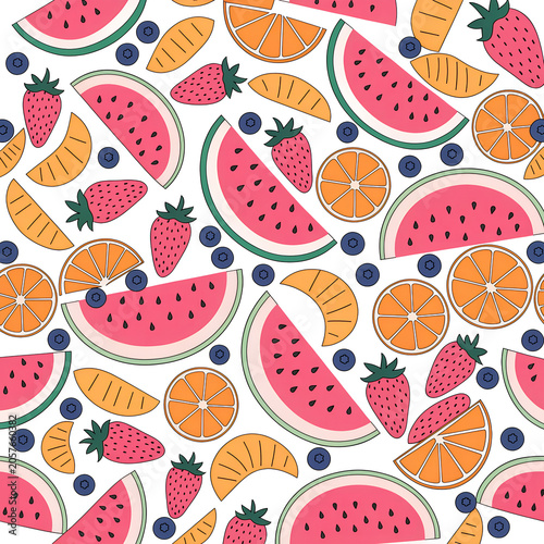 Vibrant And Colorful Fruit Patterns Depicting Fresh, Healthy Produce In A Playful Arrangement.