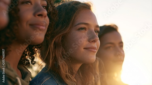 Emotional Brand Campaign Featuring Inspired People with Hopeful Expressions, Soft Cinematic Backlight and Natural Lifestyle Atmosphere, Large Copy Space for Advertising