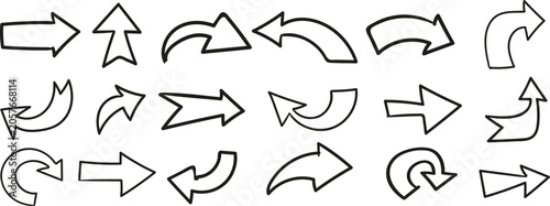 Fotografija Collection of hand drawn black arrow icon set