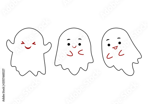 Spooky and funny halloween ghost characters collection 