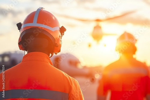 Emergency response teams manage runway incidents during sunset hours