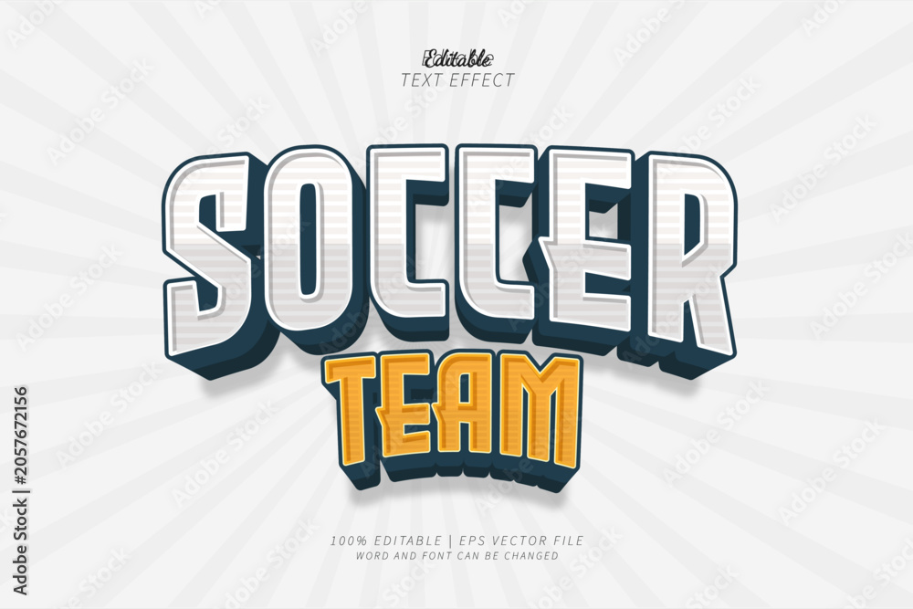 Obraz premium Soccer Team Editable Text Effect Style 3d Sport Vintage