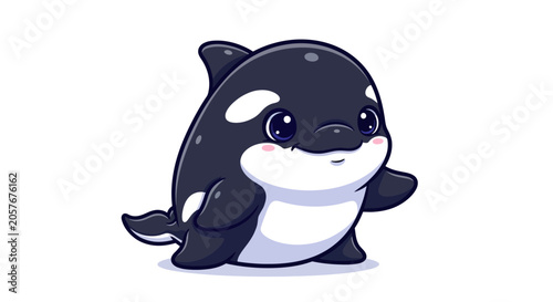 Adorable Little Killer Whale Illustration with Cute Expressions for Children and Aquatic Theme Designs