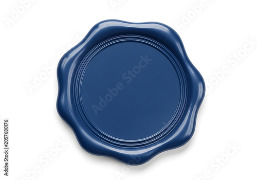 Dark blue wax seal on textured paper