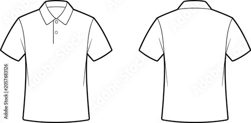 Vector flat technical sketch of a blank polo shirt with front and back view for apparel design template image_dee99c.png.