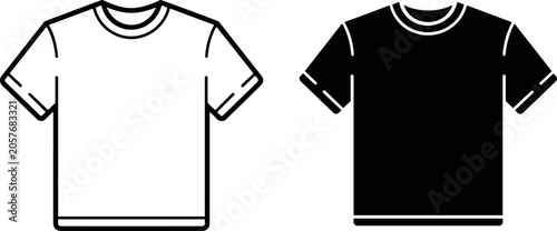 Vector icon set of blank black and white t-shirts for fashion apparel design and clothing branding templates image_de787f.jpg.