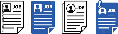 Flat job application resume icons set