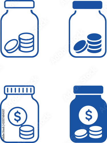 Four jars saving money illustration icons