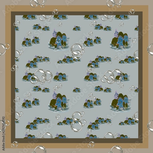 Blue Floral Toss Pattern