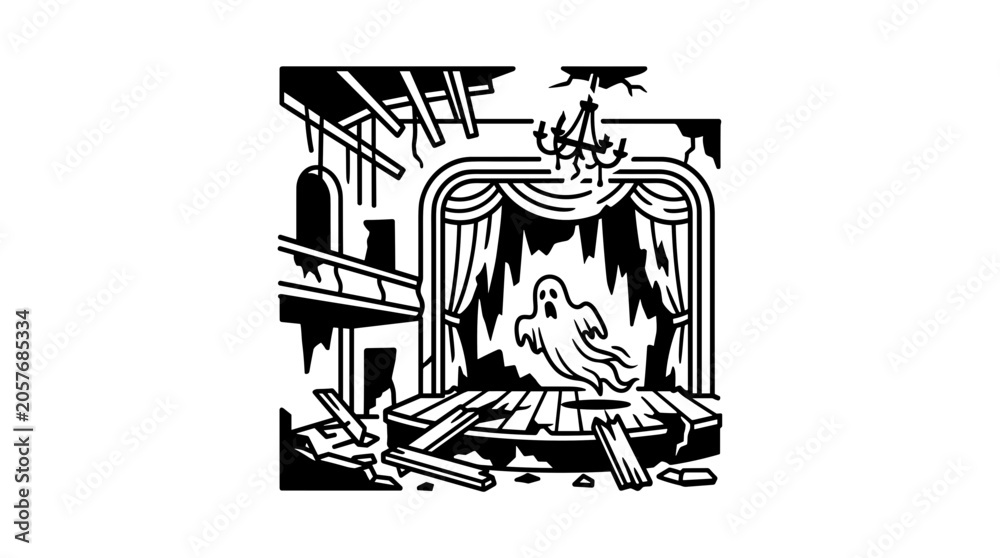 Fototapeta premium Ghost in a ruined room.