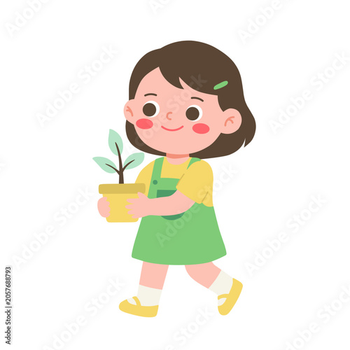Child Planting a Tree for Environmental Protection
