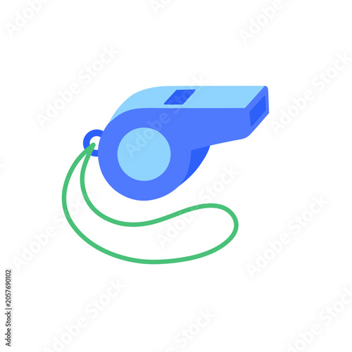 Blue Whistle with Green Lanyard for Sports Referee