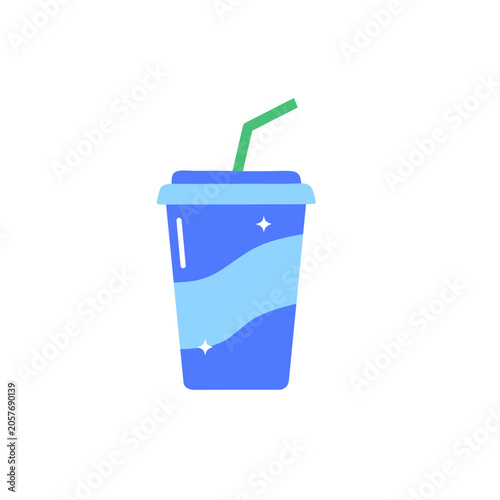 Cool Blue Drink with Straw and Stars Icon