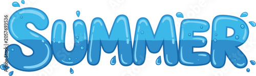 Blue Summer Word Art with Water Splashes text lettering