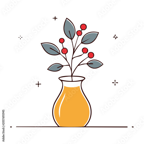 Flat Design Plant in Vase Illustration