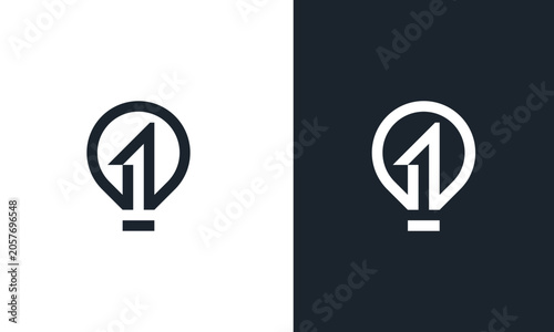 Number 1 and lamp logo design concept
