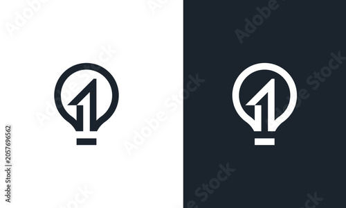 Number 1 and lamp logo design concept