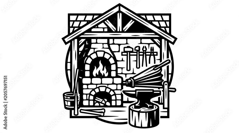 Obraz premium Blacksmith working in a forge.
