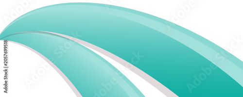 Abstract turquoise green wave background, modern minimalist horizontal banner with dynamic light mint curved lines layout vector illustration