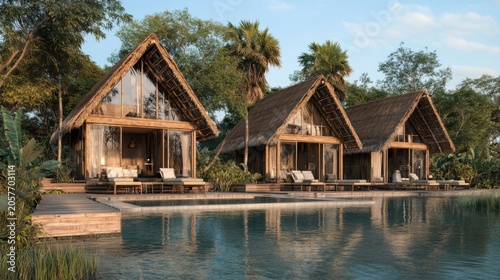 Luxury Tropical Resort Bungalows by Poolside