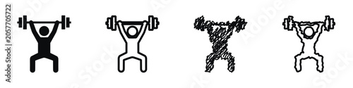 Fotografie Weightlifter icon silhouette performing a clean and jerk lift with barbell